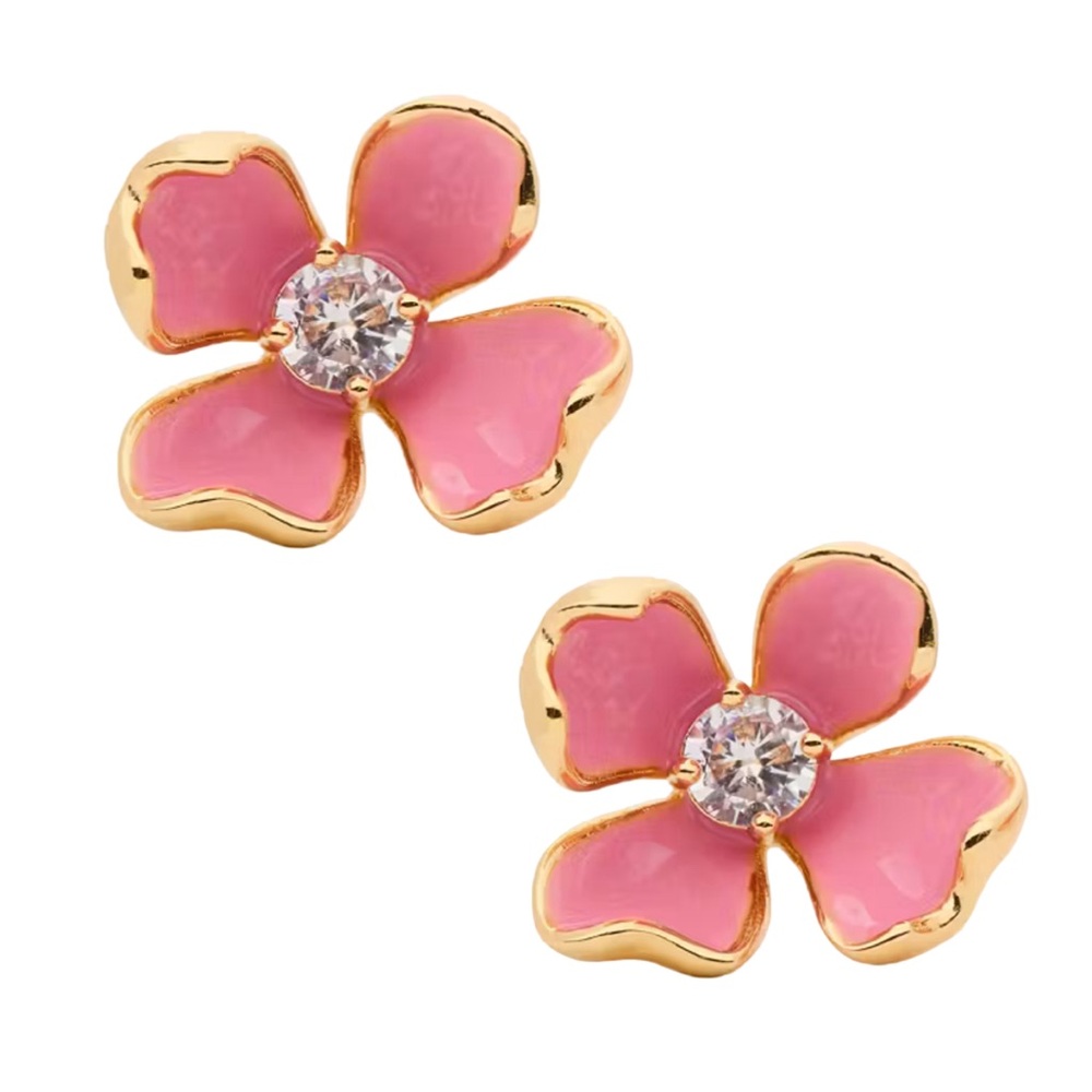 KATE SPADE • Freshly Picked Pink Flower Stud Earrings - Picture 1 of 5